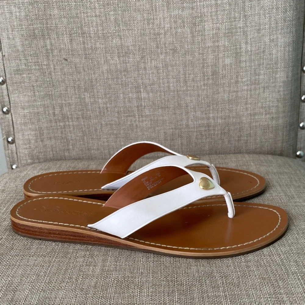 Coach Women's White and Brown Sandals - Picture 3 of 12